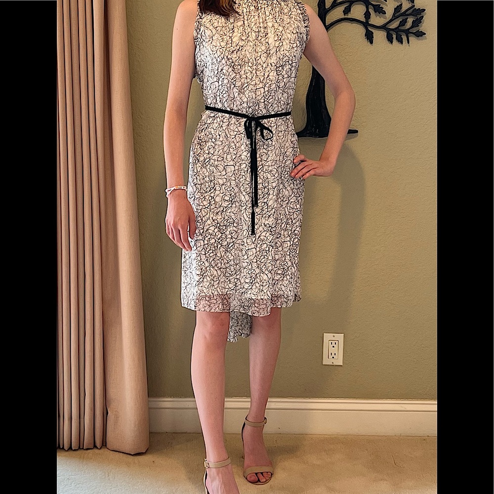 NWT Elie Tahari Balere Ruffle Trim Silk Dress Size L Pristine Condition